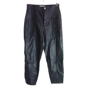 Zara Black Pleather Pants Faux Leather Trousers Size 4 High Rise